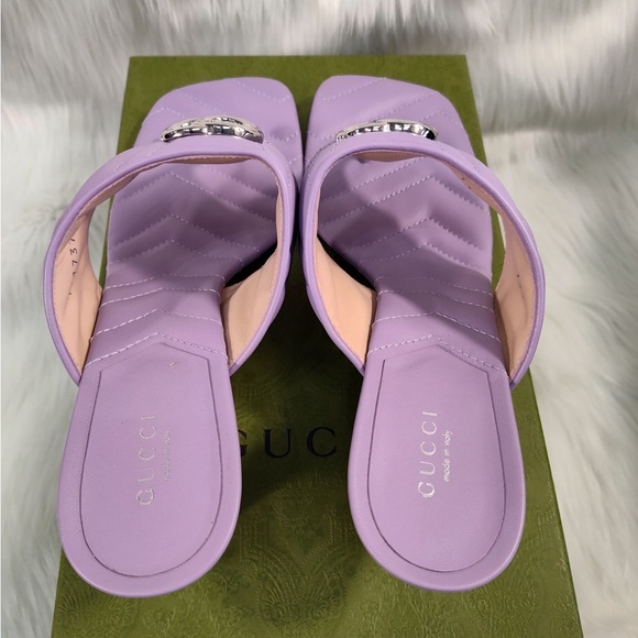 Gucci Purple Quilted Sandals - Picture 4 of 16